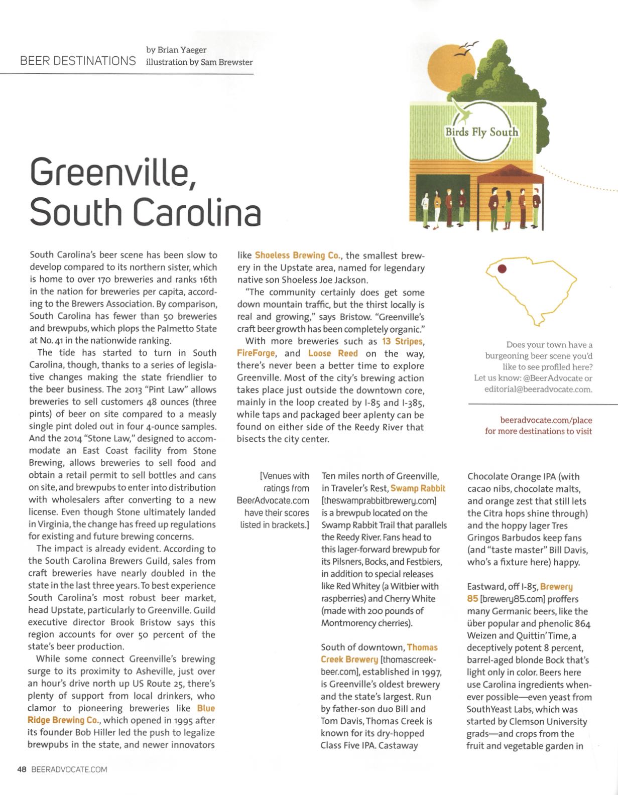 Greenville, SC beer scene recognized by Beer Advocate magazine